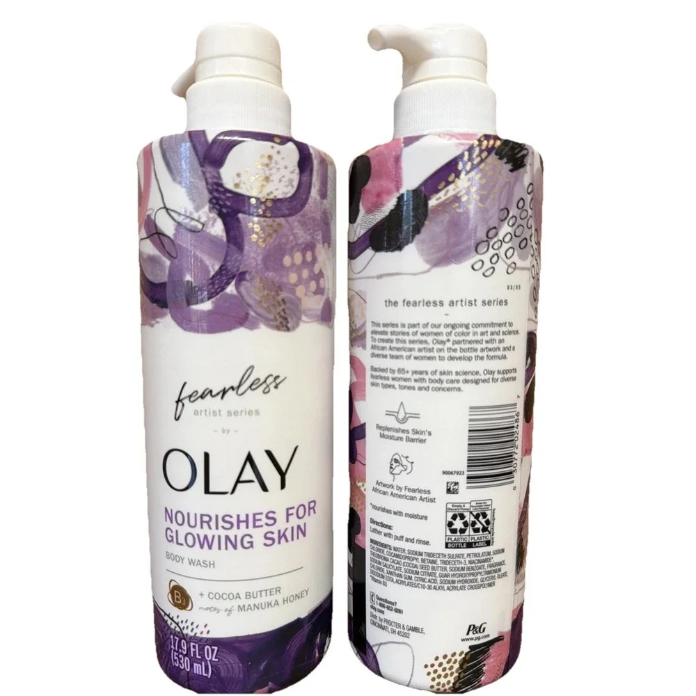 Olay Fearless Artist Series Body Wash Cocoa Butter Manuka Honey 17.9 oz lot of 2